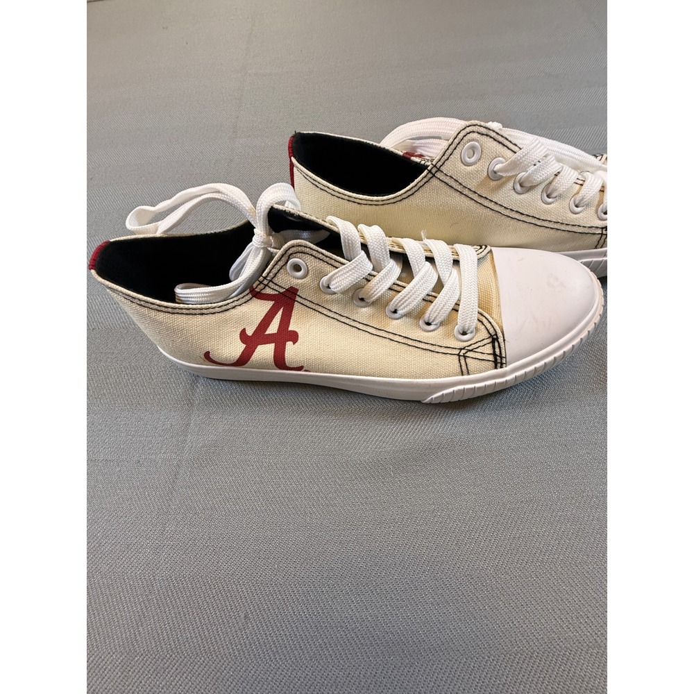 FOCO Alabama Crimson Tide Canvas Sneakers Womens 8 Cream Low Top Shoes NCAA
